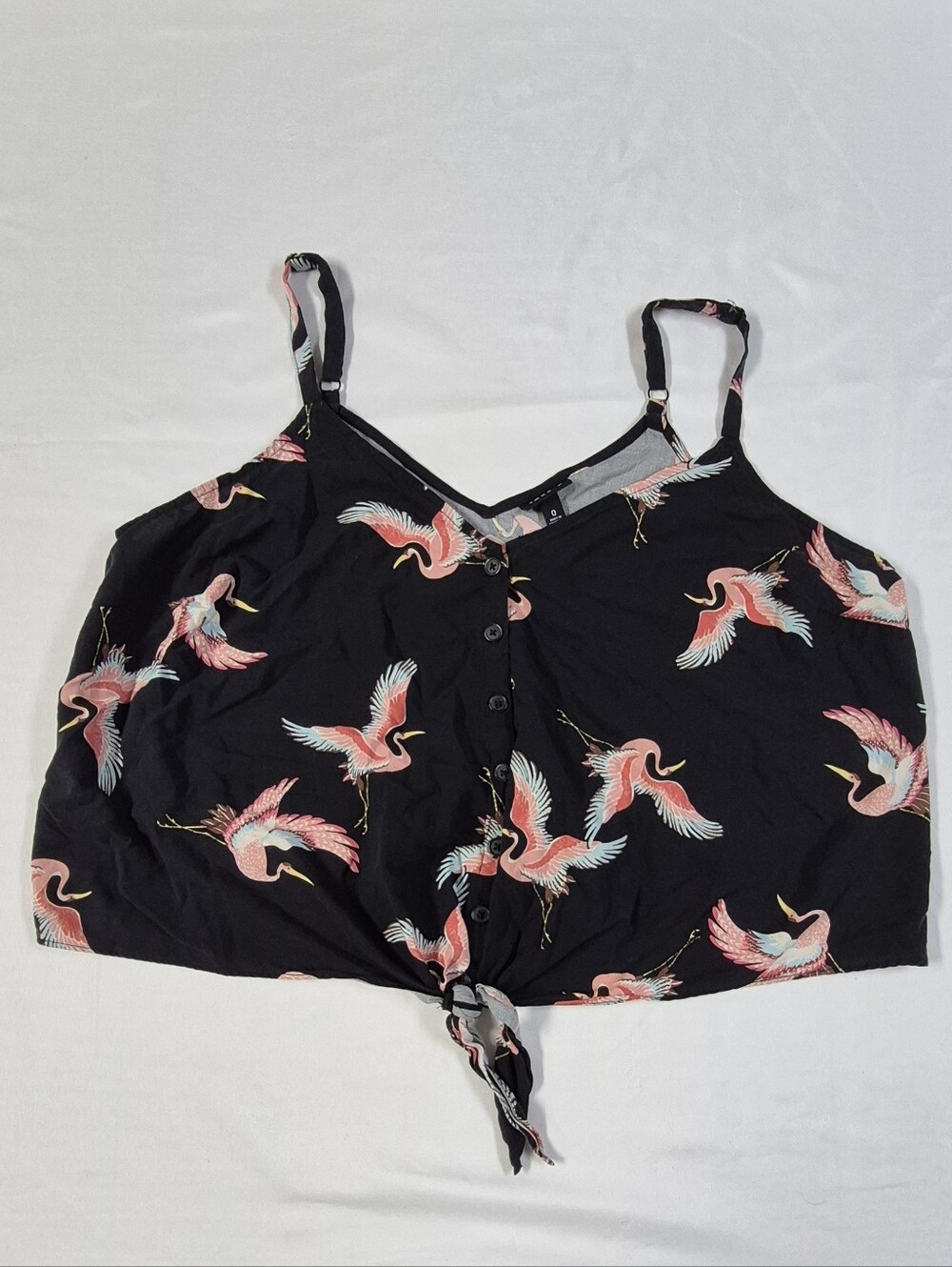 Torrid Challis Brush Cranes Button Down Tie Front Crop Size XL